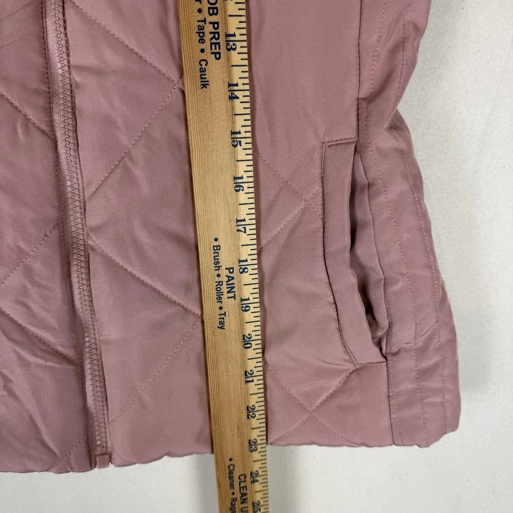 New York & Company Vest Womens Small Pink Quilted Full‎ Zip Puffer Mock Neck